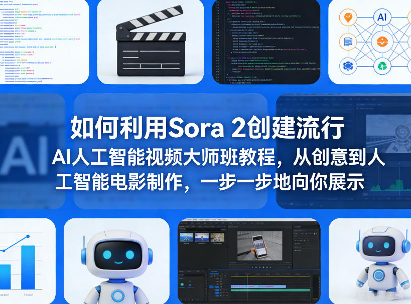 如何利用Sora 2创建流行AI人工智能视频大师班教程，从创意到人工智能电影制作，一步一步地向你展示-云创网