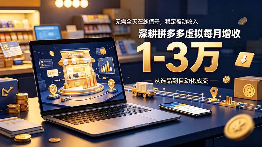 （19326期）无需全天在线值守，稳定被动收入，深耕拼多多虚拟每月增收 1-3 万-云创网