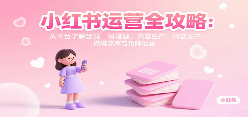小红书运营全攻略：从平台了解到账号搭建、内容生产，做爆款库与矩阵运营-云创网