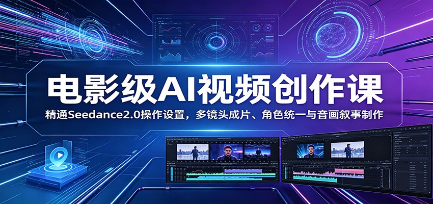 电影级AI视频创作课：精通Seedance2.0操作设置，多镜头成片、角色统一与音画叙事制作-云创网