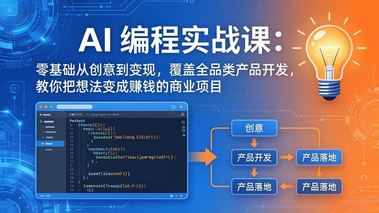 （18806期）AI编程实战课-第三期-6月更新：零基础从创意到变现，覆盖全品类产品开发，把想法变成赚钱项目-云创网