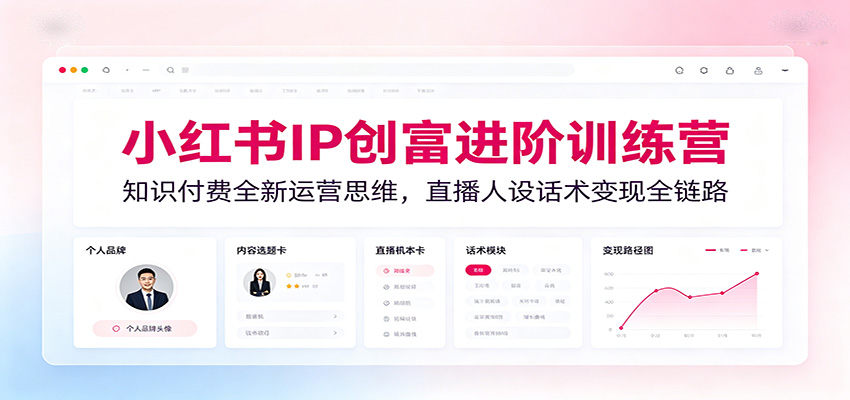 小红书IP创富进阶训练营：知识付费全新运营思维，直播人设话术变现全链路-云创网