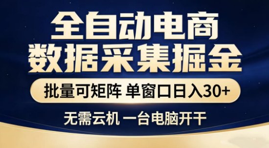 独家电商数据全自动采集项目，批量可矩阵，单窗口轻松日入3张+【揭秘】-云创网