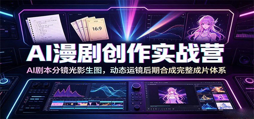 AI漫剧创作实战营：AI剧本分镜光影生图，动态运镜后期合成完整成片体系-云创网