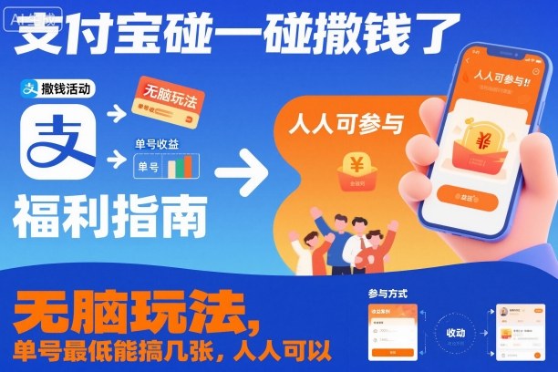 支付宝碰一碰撒钱了，无脑玩法，单号最低能搞几张，人人可以撸【揭秘】-云创网