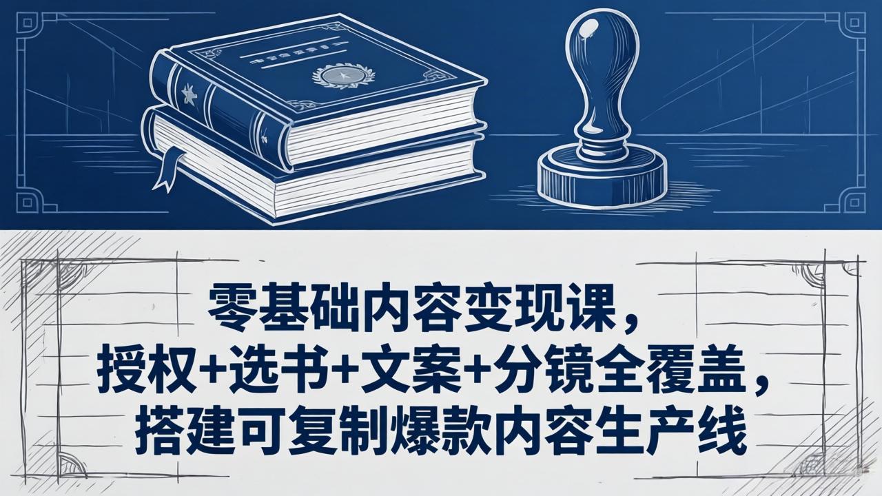 零基础内容变现课，授权+选书+文案+分镜全覆盖，搭建可复制爆款内容生产线-云创网