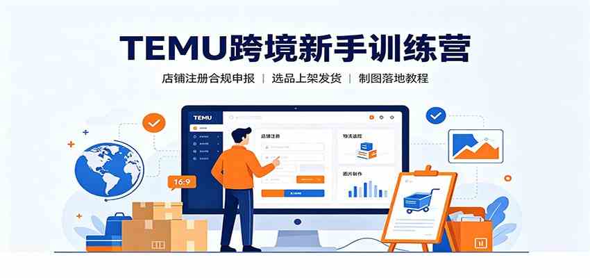 TEMU跨境新手训练营：店铺注册合规申报，选品上架发货制图落地教程-云创网