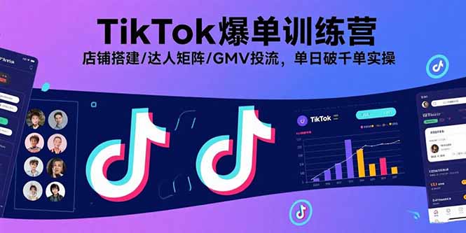 TikTok爆单训练营，店铺搭建/达人矩阵/GMV投流，单日破千单实操-云创网