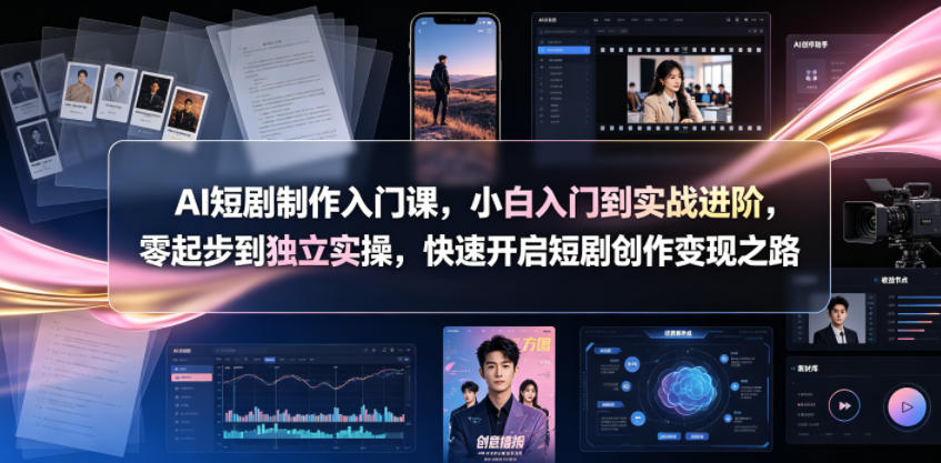 AI短剧制作入门课，小白入门到实战进阶，零起步到独立实操，快速开启短剧创作变现之路-云创网