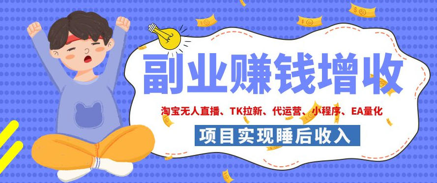 2026年多个真实落地副业项目，手把手带你搭建被动收入管道（淘宝无人直播、海外TK拉新、CSGO饰品交易、去水印小程序等）【揭秘】-云创网