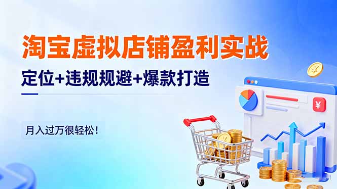 淘宝虚拟店铺盈利实战：定位+违规规避+爆款打造，月入过万很轻松！-云创网