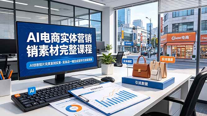 （19076期）AI电商实体营销素材完整课程，AI创意短片完美复刻实景，实体店一键生成宣传引流短视频-云创网