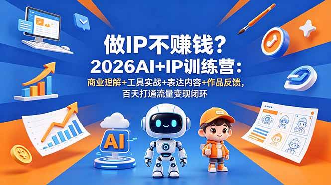 （18839期）做IP不赚钱？2026AI+IP训练营：商业理解+工具实战+表达内容+作品反馈，百天打通流量变现闭环-云创网