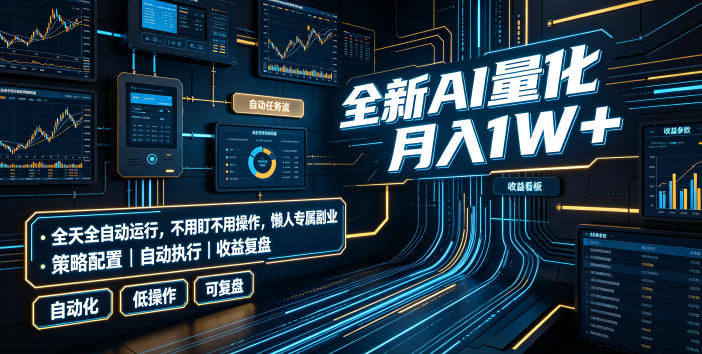 全新AI量化月入1W+，全天全自动运行，不用盯不用操作，懒人专属副业！【揭秘】-云创网