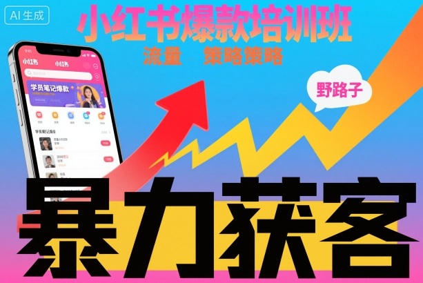 小红书爆款培训班，小红书获客野路子流量打法，暴力持续获客-云创网