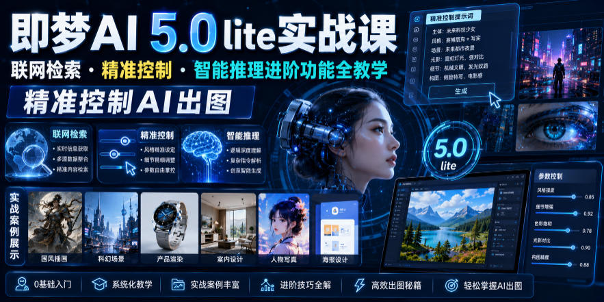 即梦AI 5.0 lite实战课，联网检索・精准控制・智能推理进阶功能全教学，精准控制AI出图-云创网