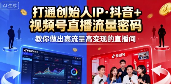 25年直播9-10两期线下课，打通创始人IP，抖音+视频号直播流量密码，教你做出高流量高变现的直播间-云创网