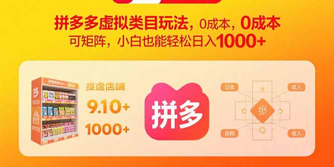 拼多多虚拟类目玩法，0成本，可矩阵，小白也能轻松日入1000+-云创网