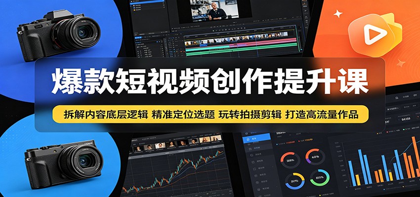 爆款短视频创作提升课：拆解内容底层逻辑，精准定位选题玩转拍摄剪辑打造高流量作品-云创网