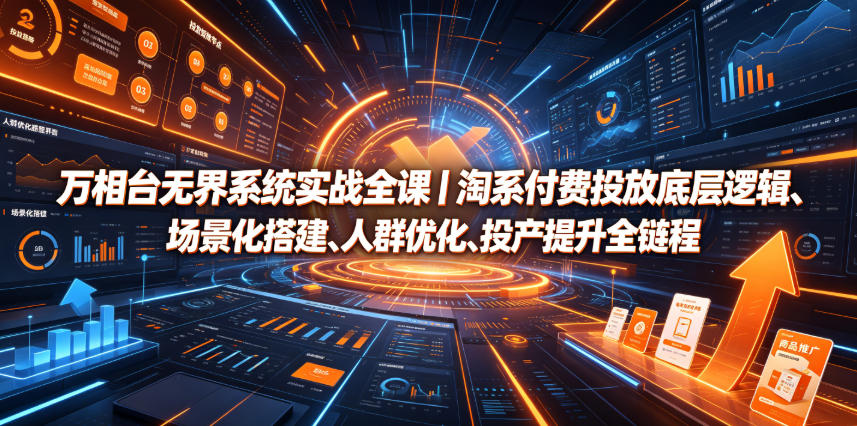万相台无界系统实战全课｜淘系付费投放底层逻辑、场景化搭建、人群优化、投产提升全链路运营教程-云创网