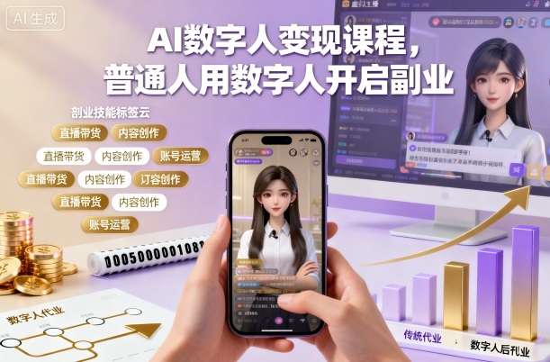 AI数字人变现课程，普通人用数字人开启副业-云创网