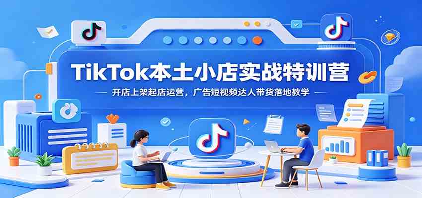 TikTok本土小店实战特训营：开店上架起店运营，广告短视频达人带货落地教学-云创网