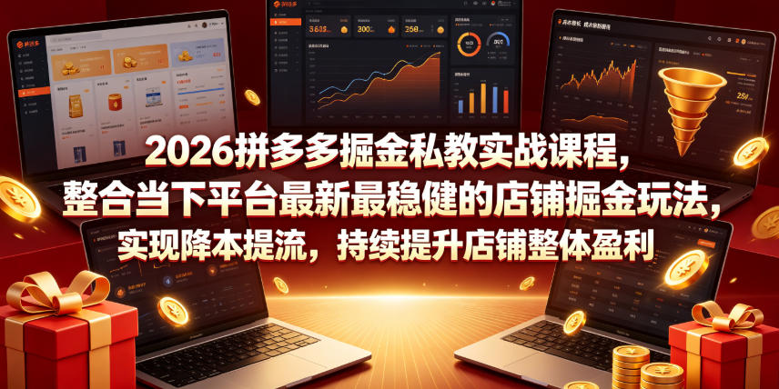 2026拼多多掘金私教实战课程，整合当下平台最新最稳健的店铺掘金玩法，实现降本提流，持续提升店铺整体盈利-云创网