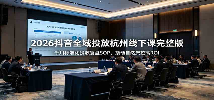 2026抖音全域投放杭州线下课完整版：千川标准化投放复盘SOP，撬动自然流拉高ROI-云创网