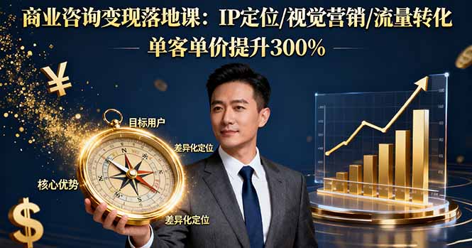 商业咨询变现落地课：IP定位/视觉营销/流量转化，单客单价提升300%-云创网