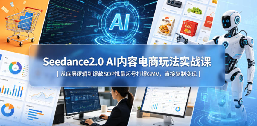 Seedance2.0 AI内容电商玩法实战课｜从底层逻辑到爆款SOP批量起号打爆GMV，直接复制变现-云创网