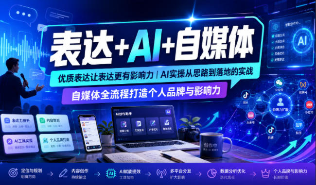 表达+AI+自媒体，优质表达让表达更有影响力|AI实操从思路到落地的实战|自媒体全流程打造个人品牌与影响力-云创网