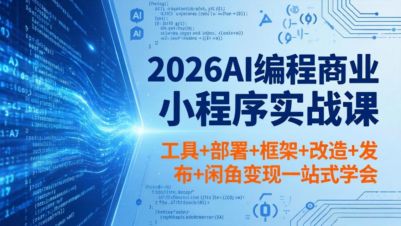 2026AI编程商业小程序实战课，工具+部署+框架+改造+发布+闲鱼变现一站式学会-云创网