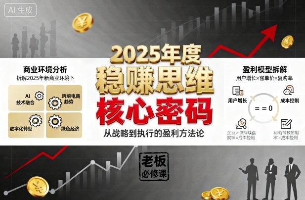2025年度稳賺思维老板创业营，拆解2025年新商业环境下，企业实现持续盈利的核心密码-云创网