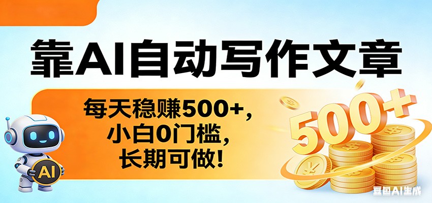 靠AI自动写作文章，每天稳赚500+，小白0门槛，长期可做！-云创网