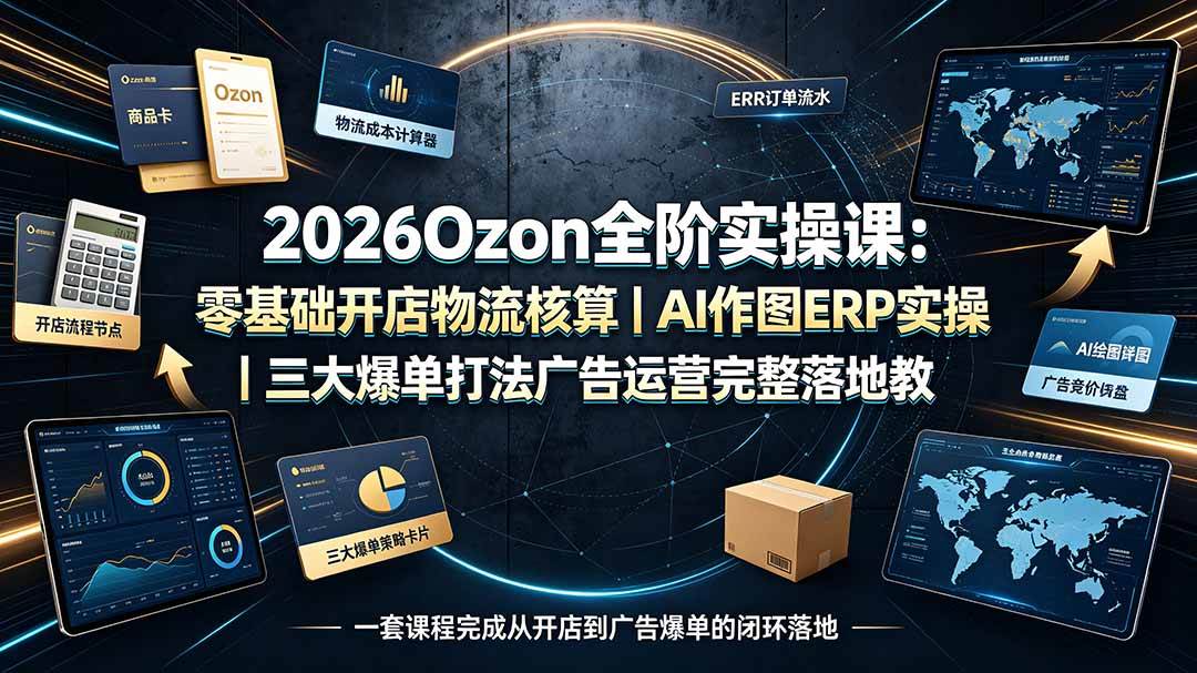 （19400期）2026Ozon全阶实操课：零基础开店物流核算｜AI作图ERP实操｜三大爆单打法广告运营完整落地教程-云创网