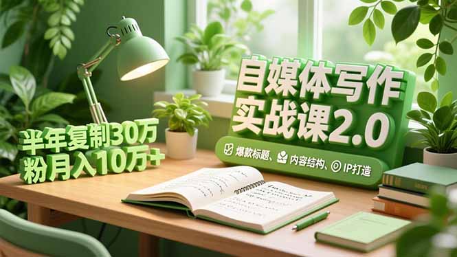 自媒体写作实战课2.0，爆款标题、内容结构、IP打造，半年复制30万粉月入10万+-云创网