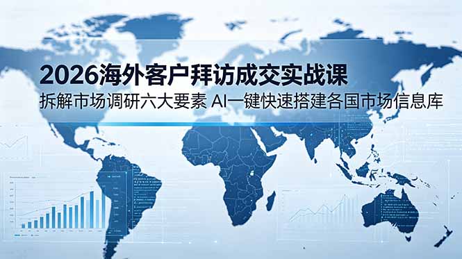 2026海外客户拜访成交实战课：拆解市场调研六大要素，AI一键快速搭建各国市场信息库-云创网
