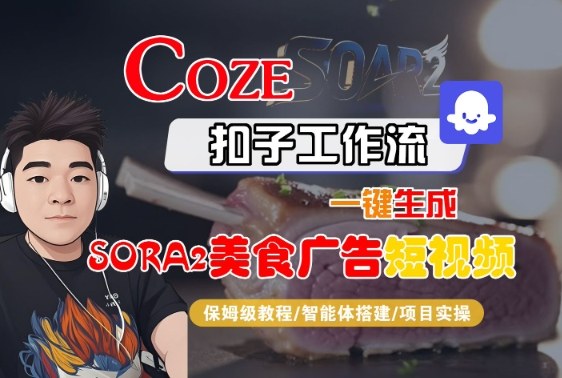 Coze扣子智能体工作流一键生成“SORA2美食广告“短视频，全流程保姆级教学-云创网