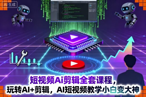 短视频Ai剪辑全套课程，玩转AI+剪辑，AI短视频教学小白变大神-云创网