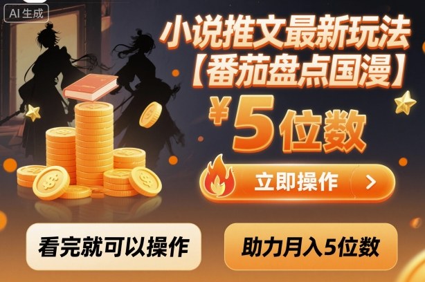 小说推文最新玩法，助力月入5位数【番茄盘点国漫】玩法，看完就可以操作-云创网