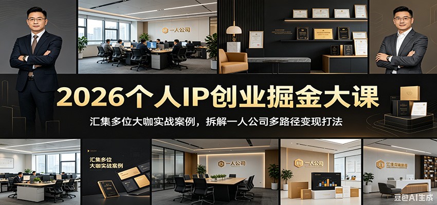 2026个人IP创业掘金大课：汇集多位大咖实战案例，拆解一人公司多路径变现打法-云创网