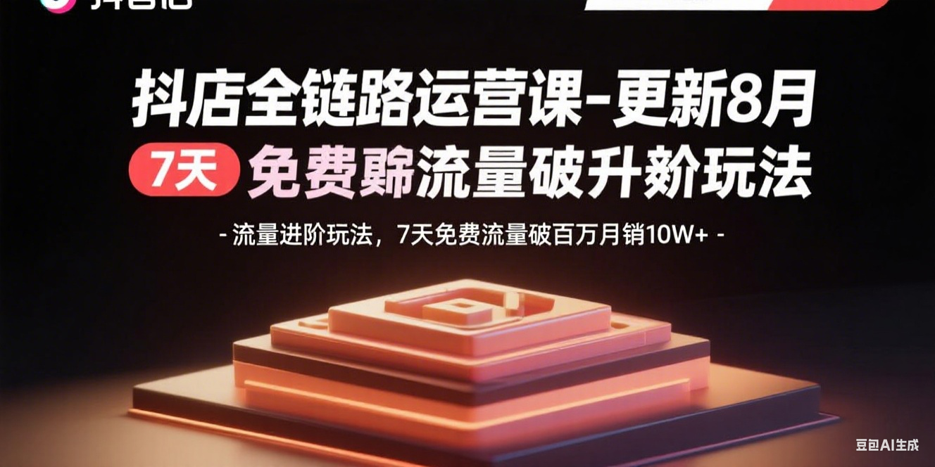 抖店全链路运营课-更新8月：流量进阶玩法，7天免费流量破百万月销10W+-云创网