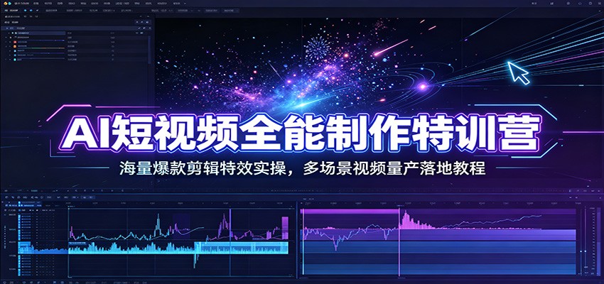 AI短视频全能制作特训营：海量爆款剪辑特效实操，多场景视频量产落地教程-云创网