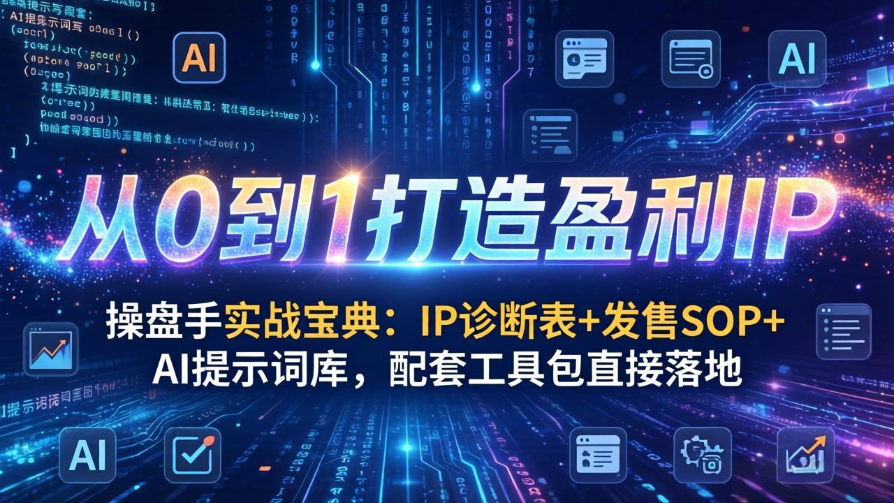 操盘手实战宝典：IP诊断表+发售SOP+AI提示词库，配套工具包直接落地，从0到1打造盈利IP-云创网