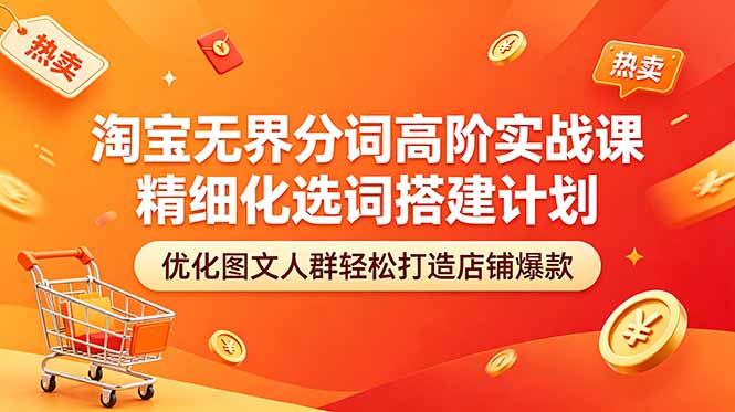 淘宝无界分词高阶实战课 精细化选词搭建计划 优化图文人群轻松打造店铺爆款-云创网