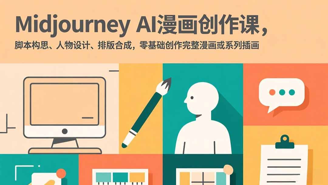 Midjourney AI漫画创作课，脚本构思、人物设计、排版合成，零基础创作完整漫画或系列插画-云创网