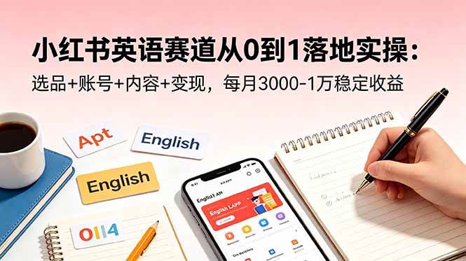 （18771期）小红书英语赛道从0到1落地实操：选品+账号+内容+变现，每月3000-1万稳定收益-云创网