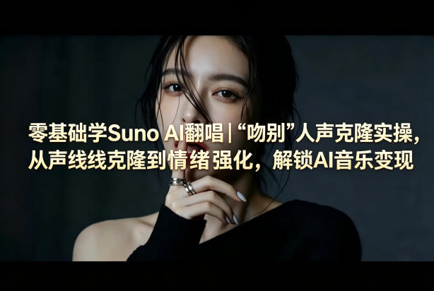 零基础学Suno AI翻唱｜《吻别》人声克隆实操，从声线克隆到情绪强化，解锁AI音乐变现-云创网