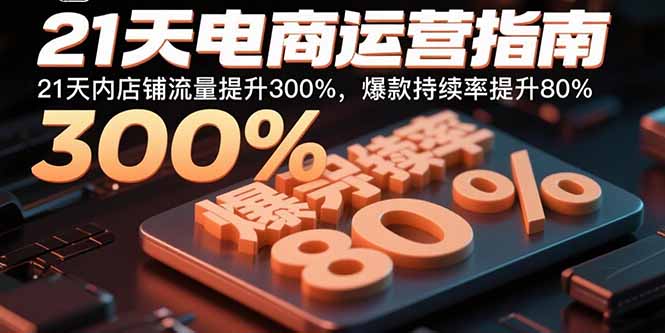 21天电商运营指南：21天内店铺流量提升300%，爆款持续率提升80%-云创网