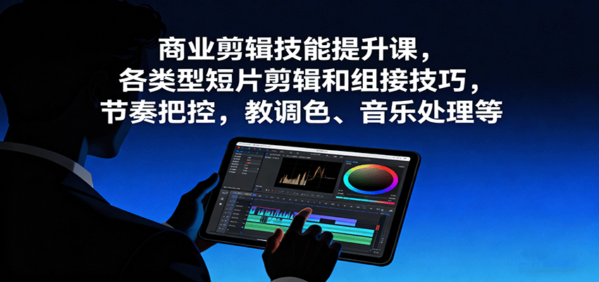 商业剪辑技能提升课，各类型短片剪辑和组接技巧，节奏把控，教调色、音乐处理等-云创网